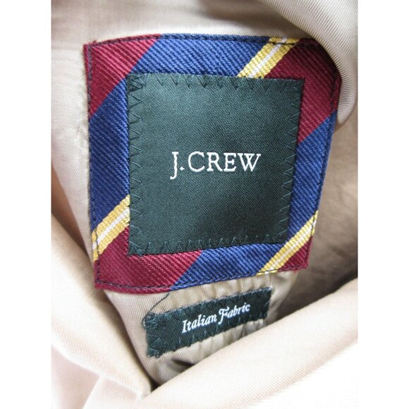 J Crew Sport Coat 40 Long Blazer Jacket Khaki Italian Fabric Cotton - Picture 10 of 12